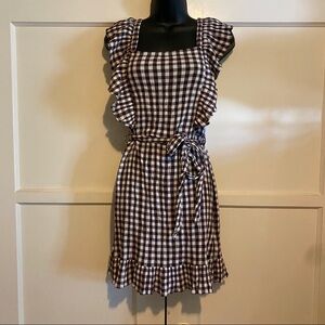 Topshop Gingham Summer Ruffle Dress size 6